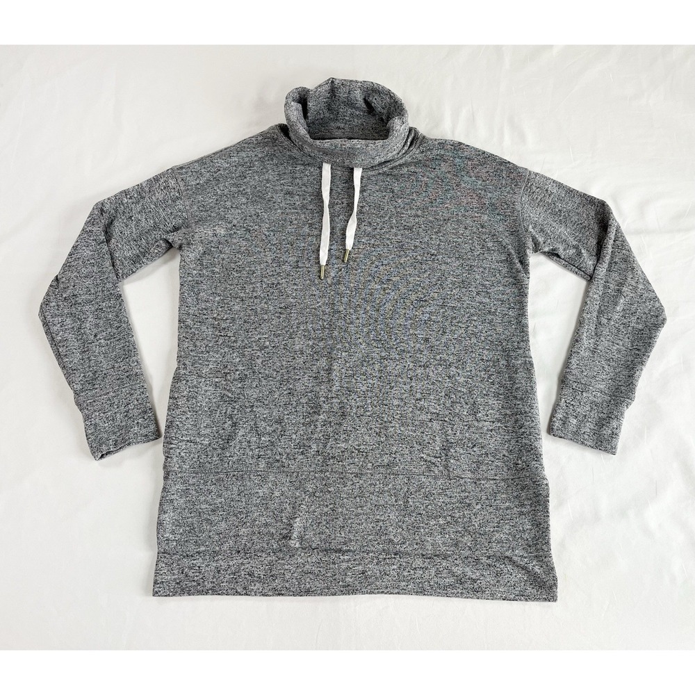 Old Navy Sweater Knit Mock Neck Tunic Sweatshirt Gray Pockets Womens Small